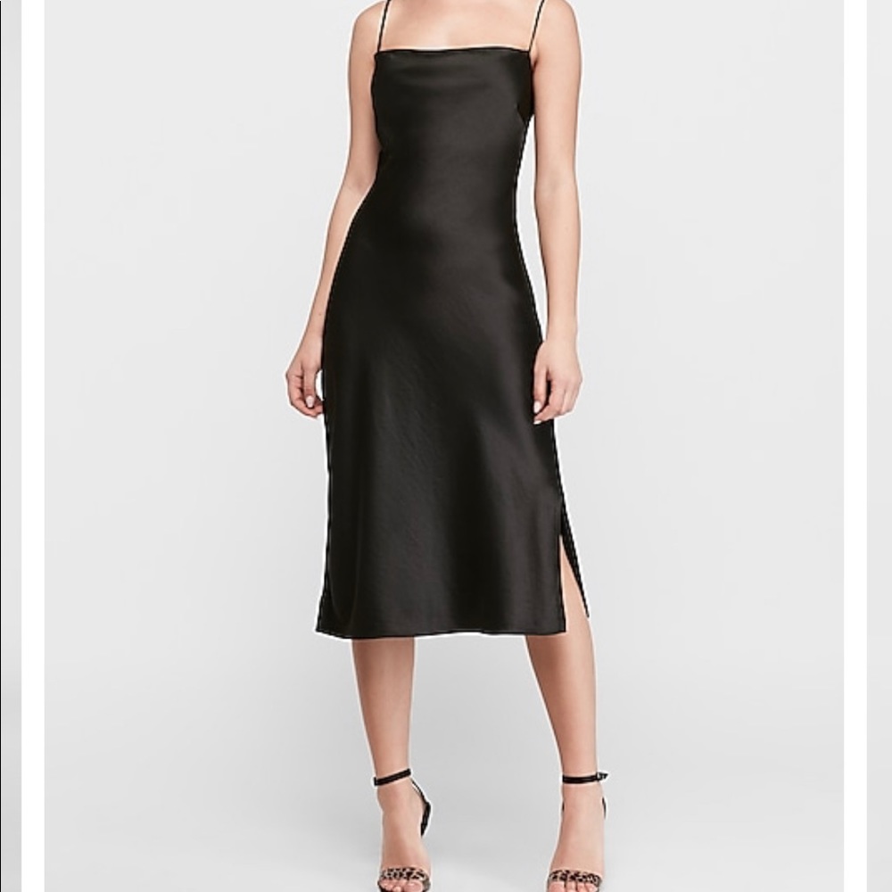 Express Satin Cowl Neck midi dress - new, color- blushing, XL